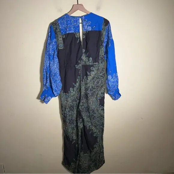 FREE PEOPLE ANTHRO Blooming Fields boho meets western style paisley jumpsuit XS - Picture 7 of 7